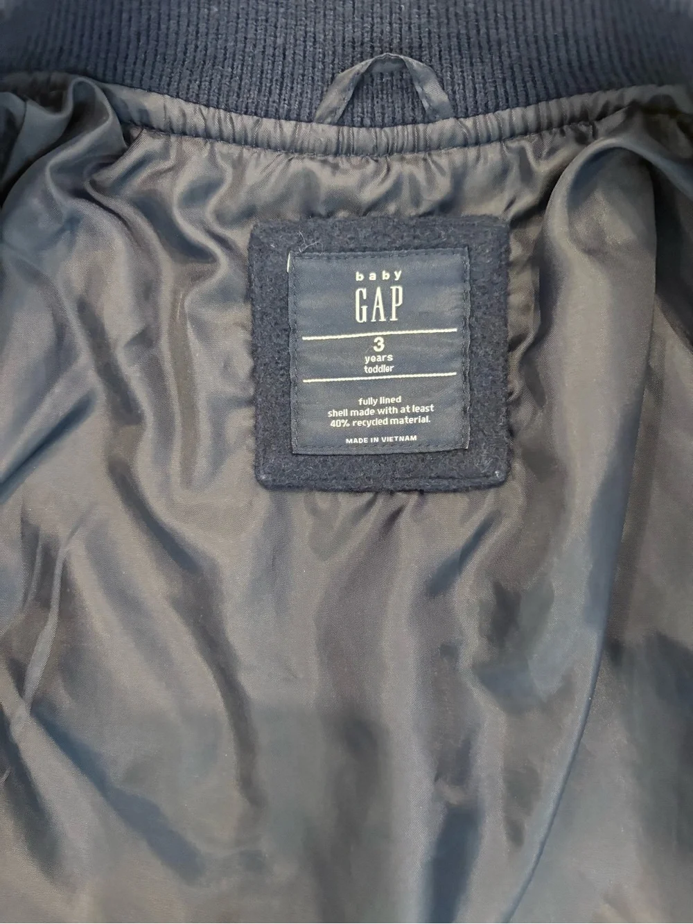 GAP Toddler Boys Navy Varsity Bomber Jacket 3T